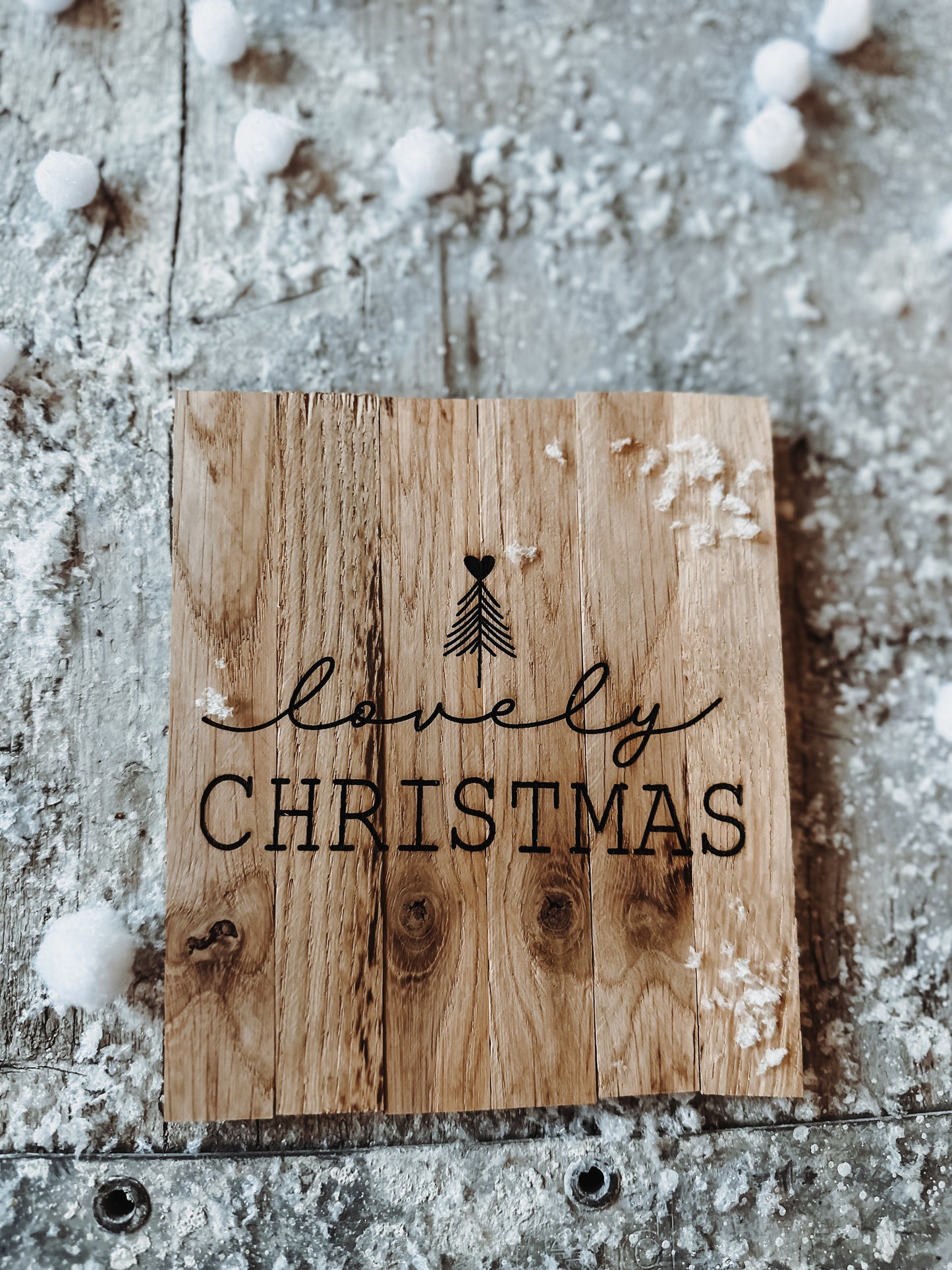 Holzschild „lovely Christmas“