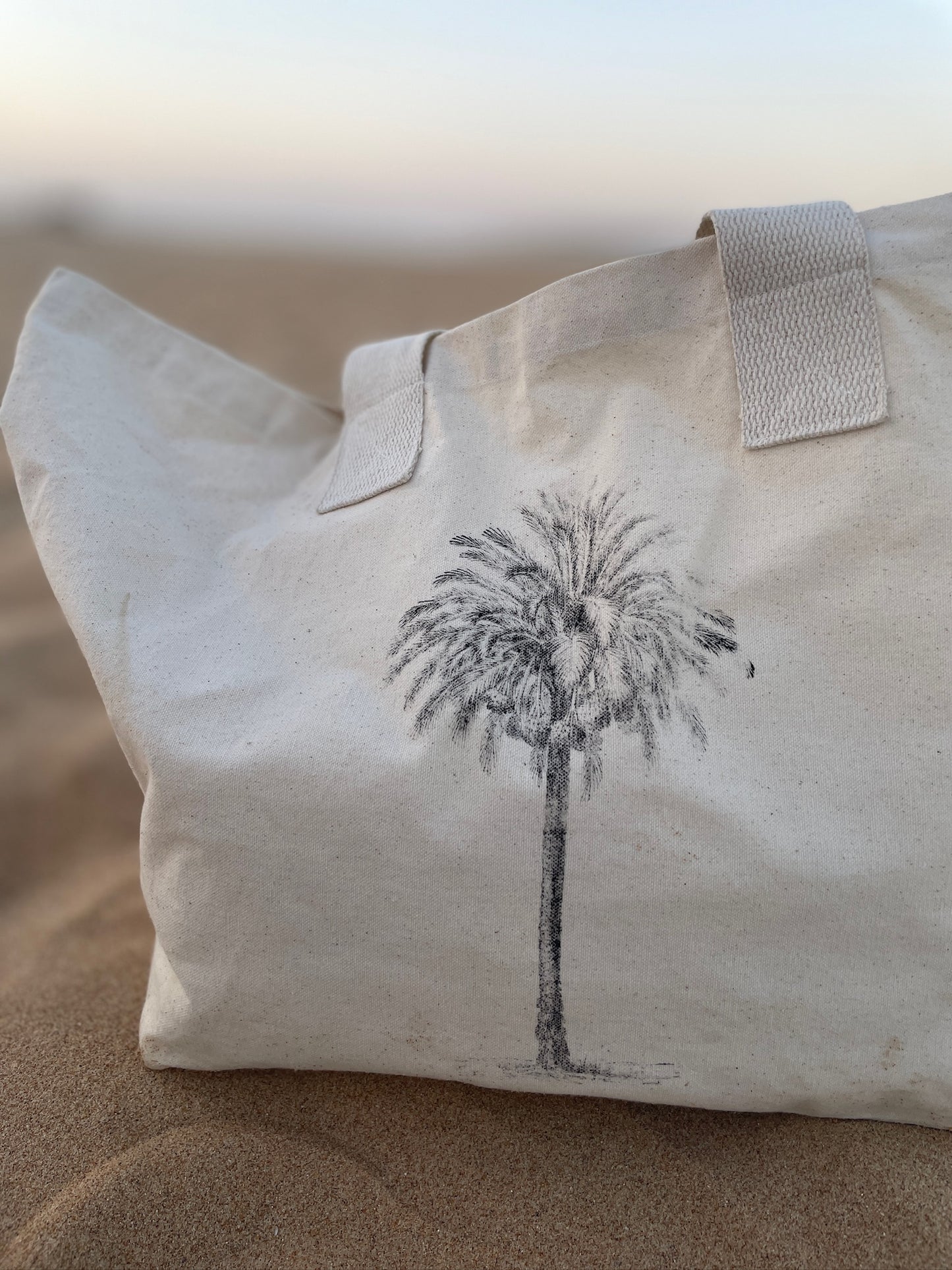 Tasche Boho Palme white and black