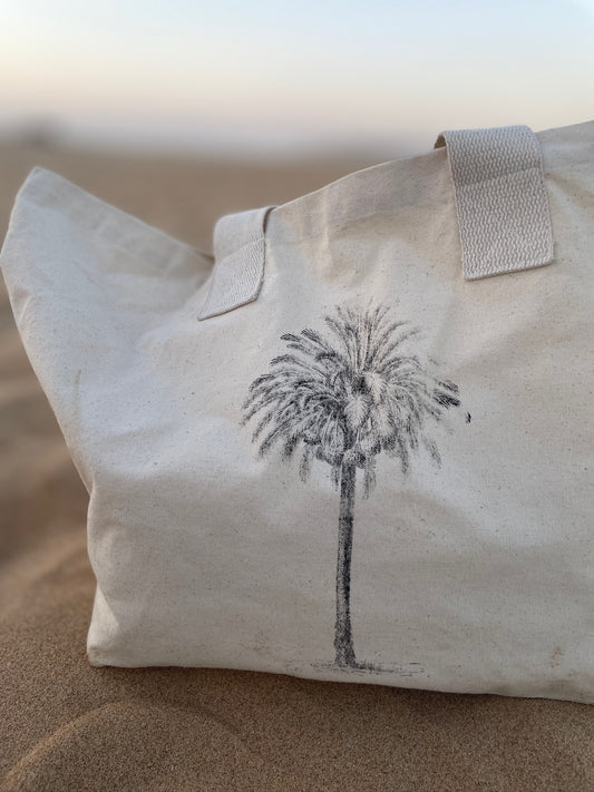 Tasche Boho Palme white and black