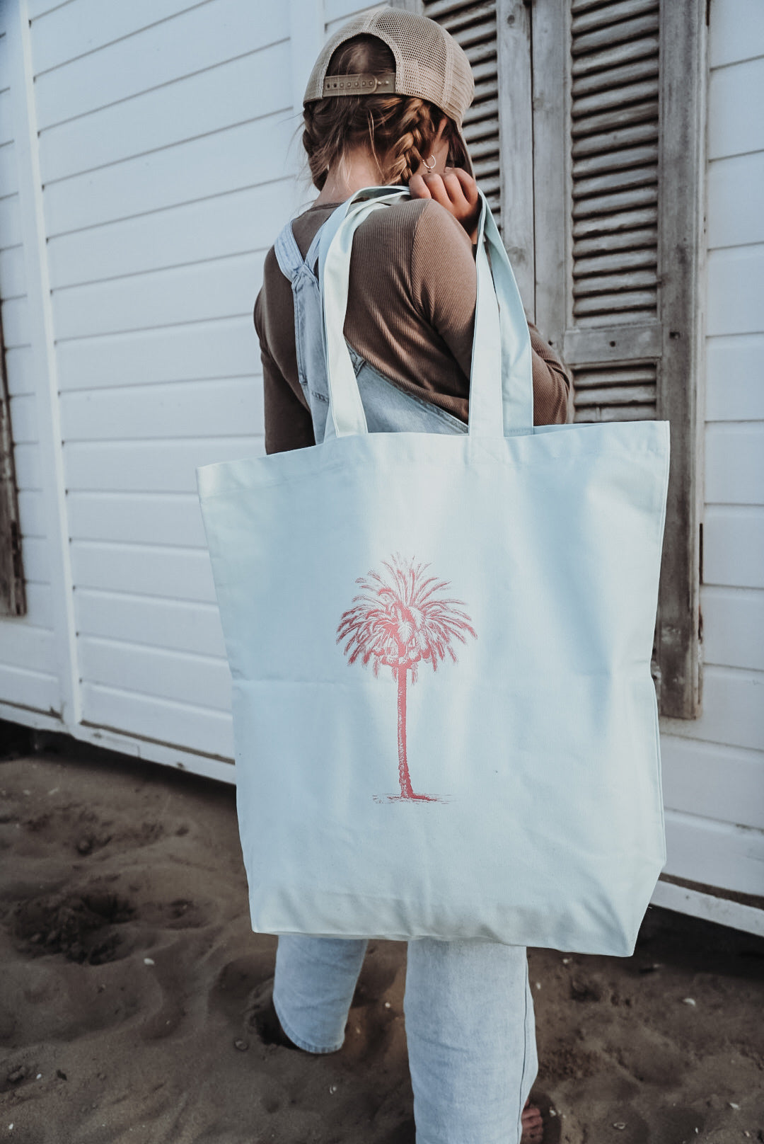 Tasche Boho Palme skyblue•pink