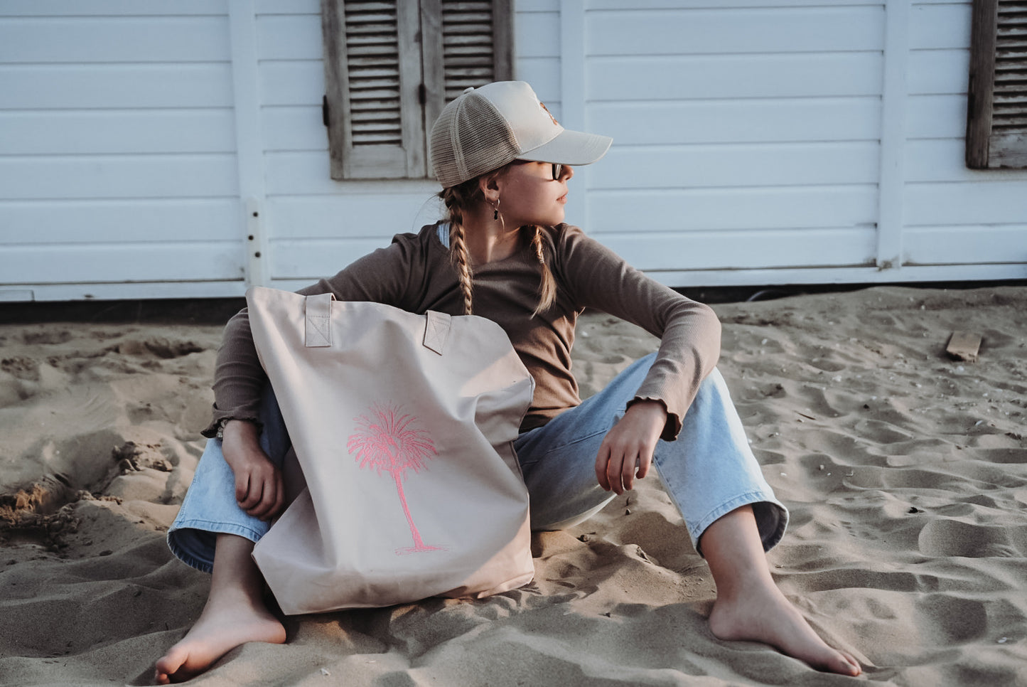 Tasche Boho Palme mauve•pink