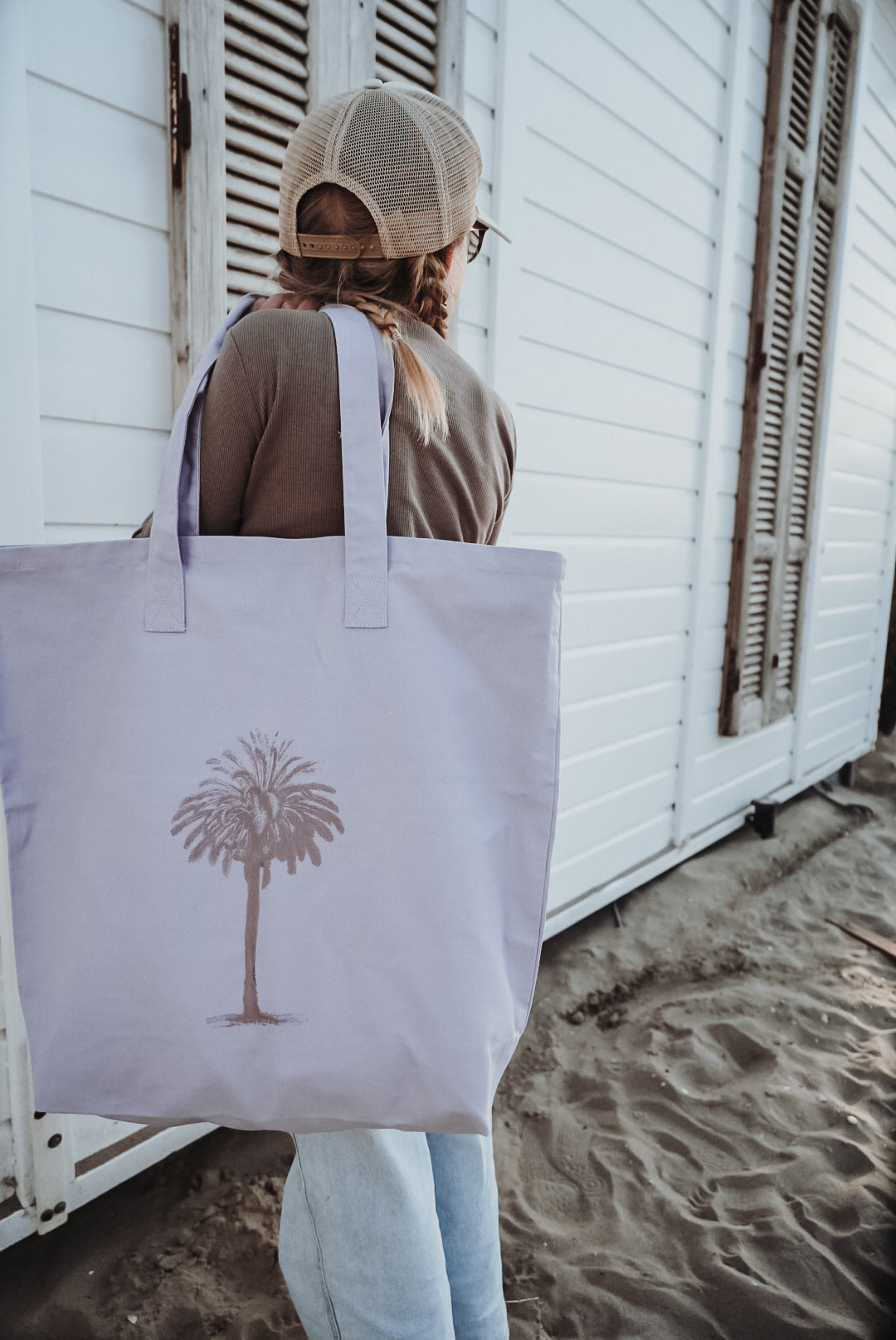 Tasche Boho Palme flieder