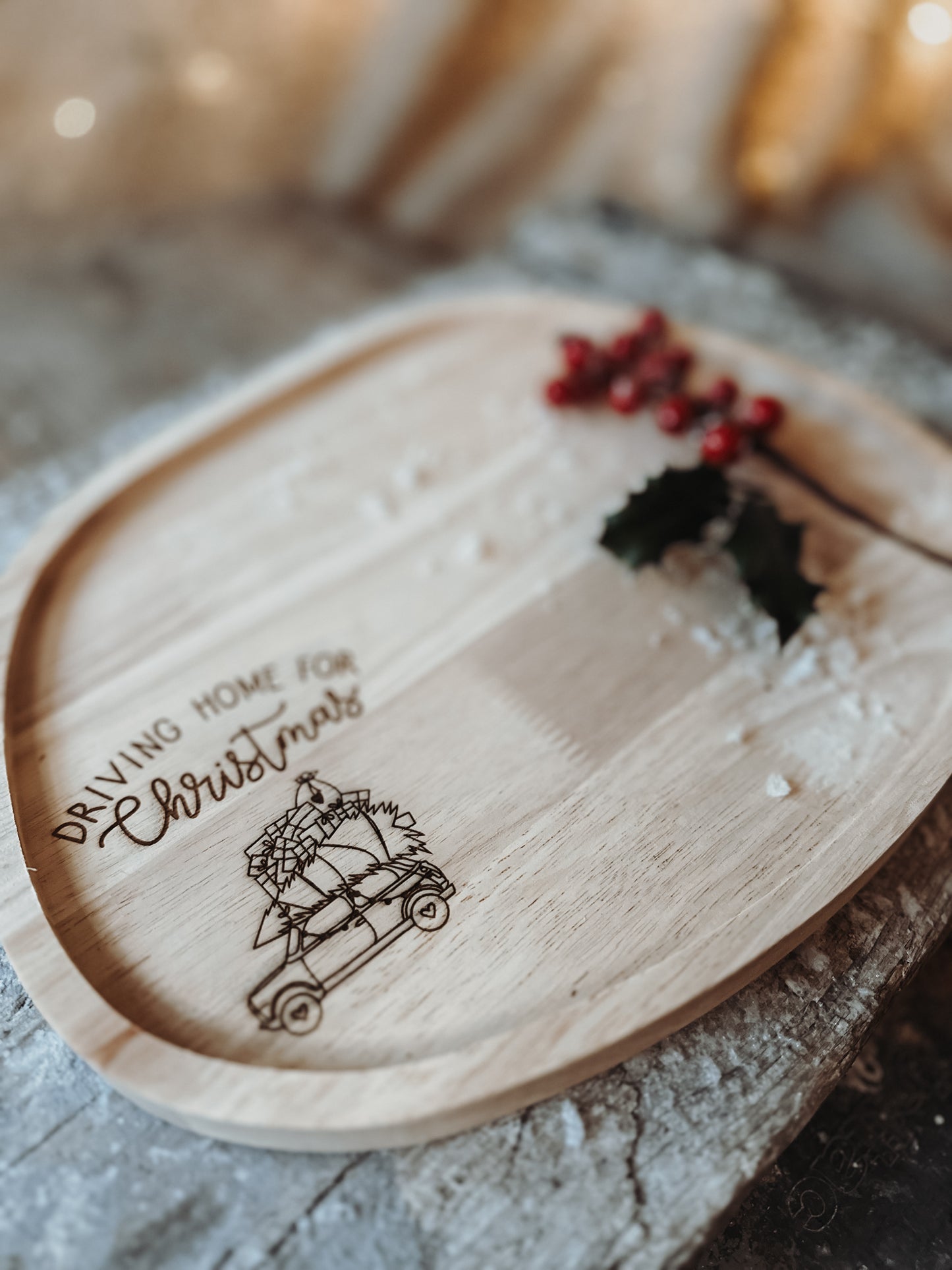 Kerzentablett „driving home for christmas“