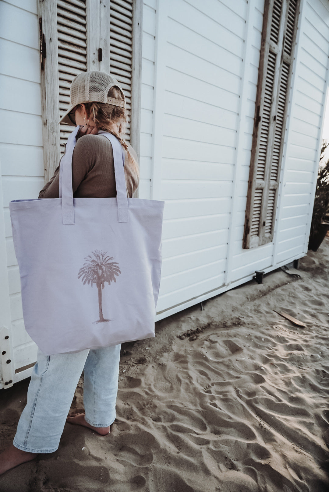 Tasche Boho Palme flieder