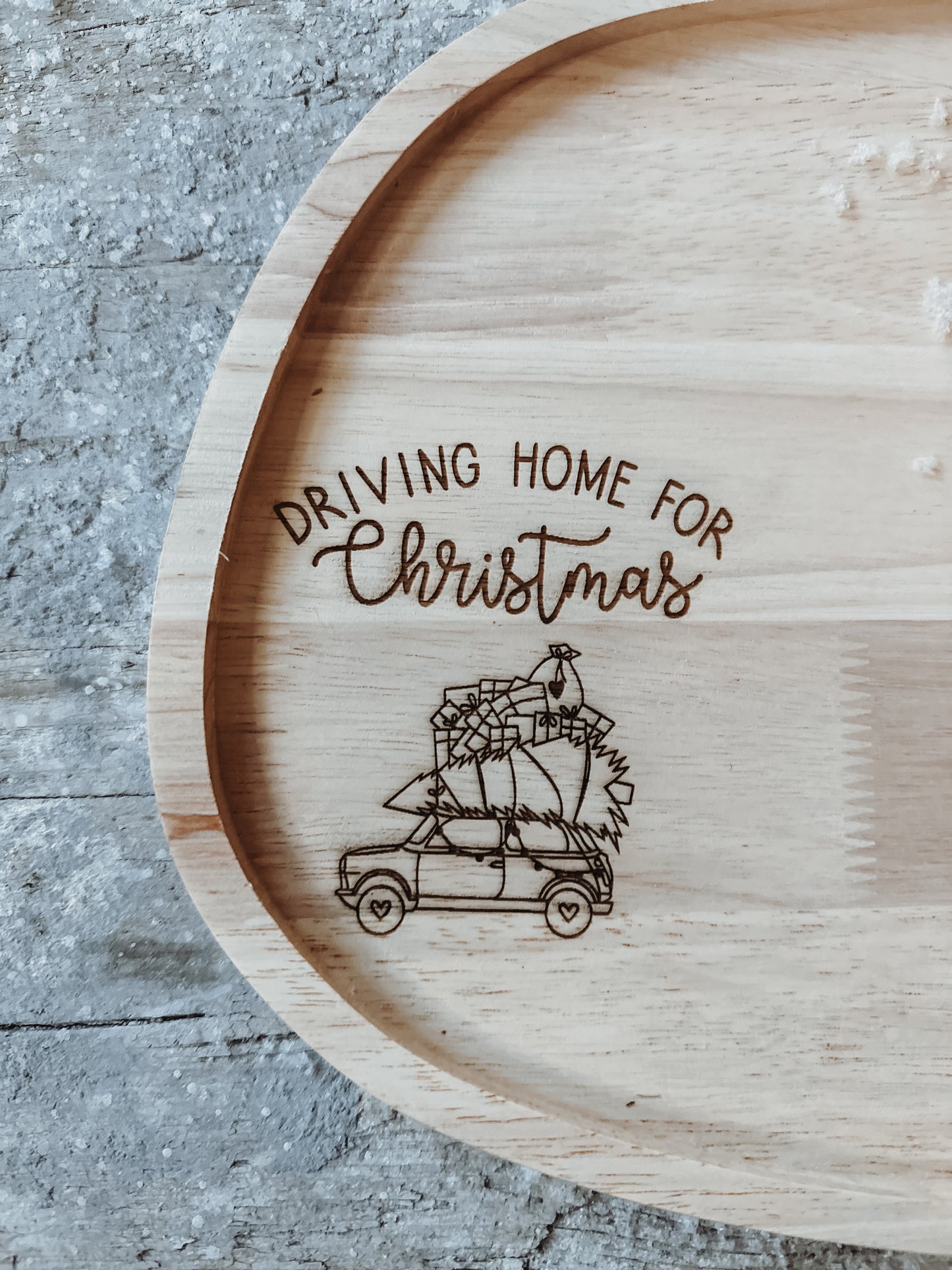 Kerzentablett „driving home for christmas“