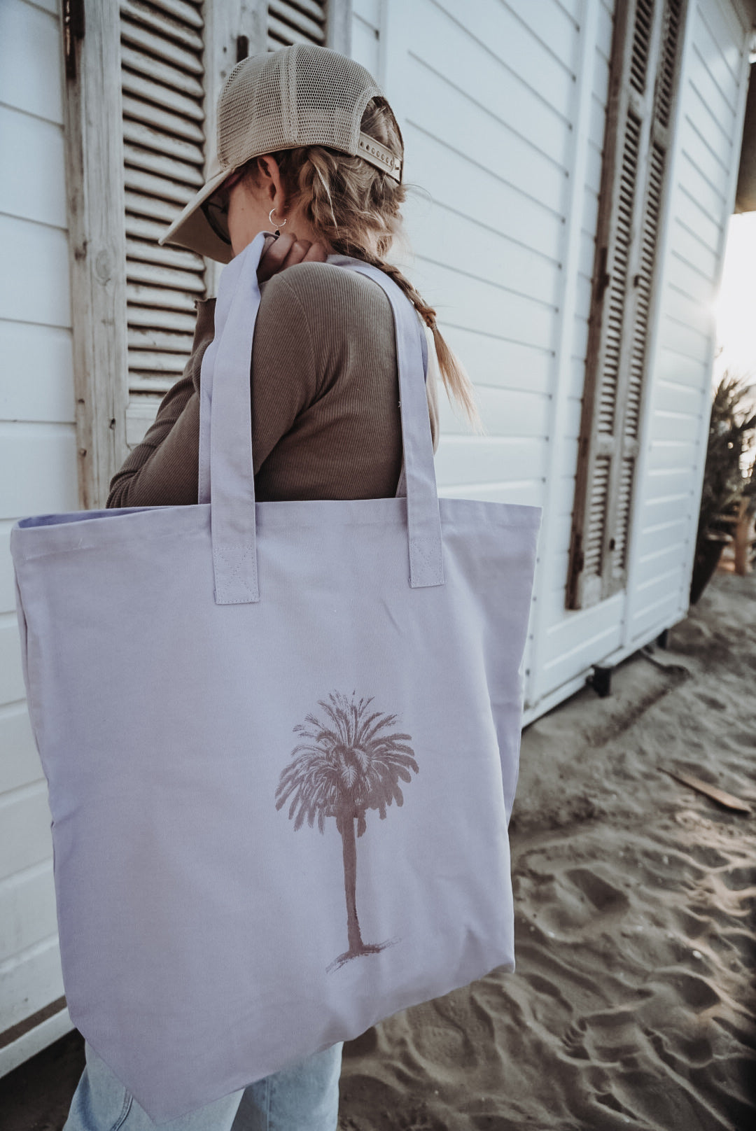 Tasche Boho Palme flieder